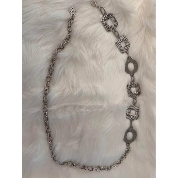 Vintage Chico's Silver Tone Animal Print Women's Chain Belt - Picture 1 of 5